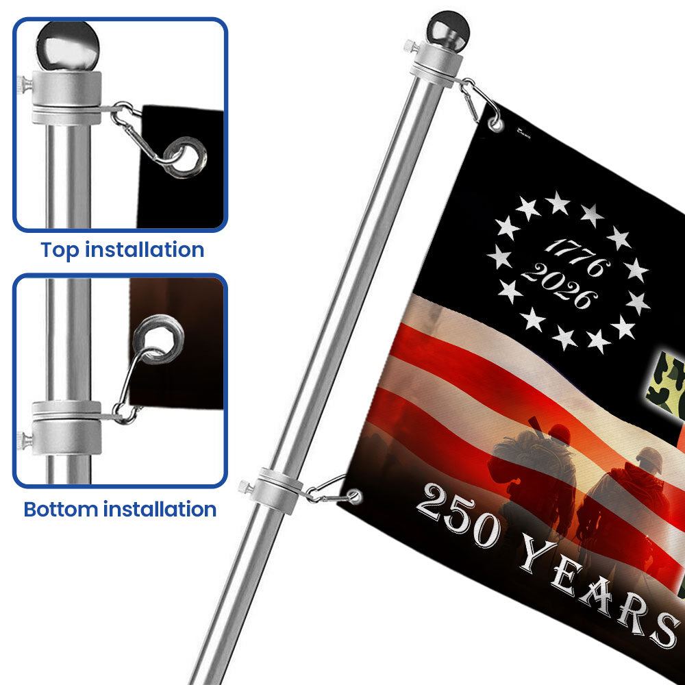 Betsy Ross 250 Years of Freedom, Land of Free Veterans Grommet Flag