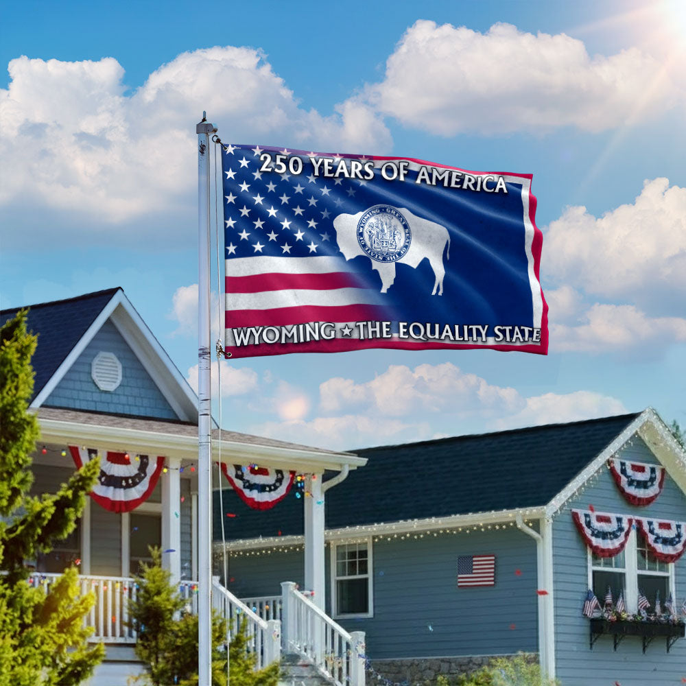 America's 250th Wyoming Flag, The Equality State Patriotic Grommet Flag