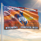 America 250th Wyoming State Grommet Flag, WY Forever West 1776 2026 Decor