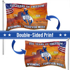 America 250th Wyoming State Grommet Flag, WY Forever West 1776 2026 Decor