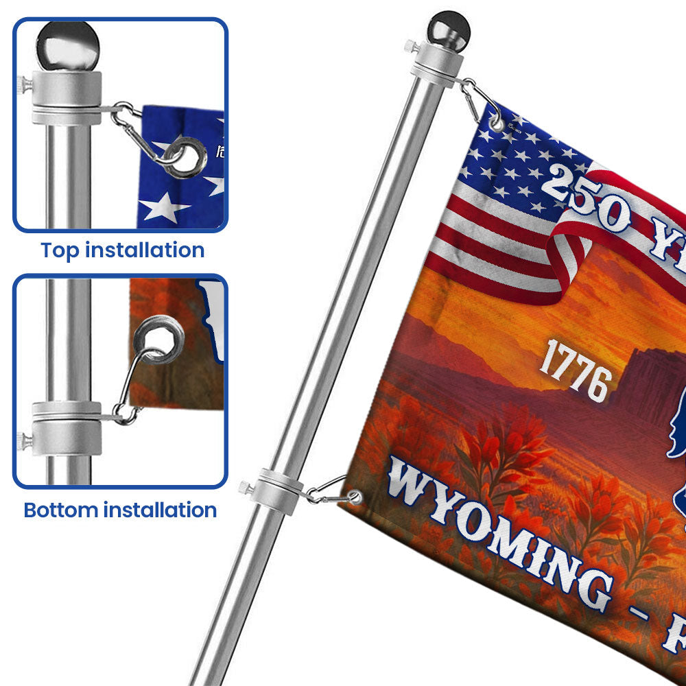 America 250th Wyoming State Grommet Flag, WY Forever West 1776 2026 Decor