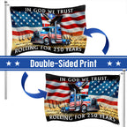 250 Years America Rolling American Grommet Flag, Truck Driver Christ Patriotic Decor