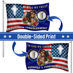 America KY In God We Trust American Grommet Flag, Kentucky Unbridled Spirit 250 Years Decor