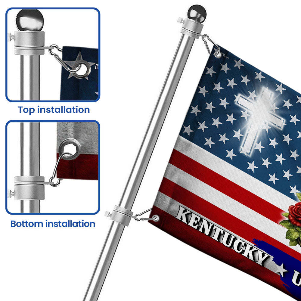 America KY In God We Trust American Grommet Flag, Kentucky Unbridled Spirit 250 Years Decor