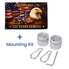 250 Years Strong Patriotic Truck Driver Grommet Flag, USA Keep On Rollin 1776 American Flag