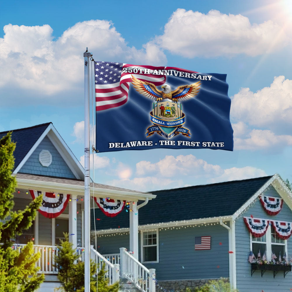 250 Years USA The First State Grommet Flag, Delaware Small Wonder Patriotic Decor
