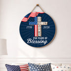250 Years of Blessing Hanging Sign, Patriotic Christian Wooden Decor