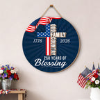 250 Years of Blessing Hanging Sign, Patriotic Christian Wooden Decor