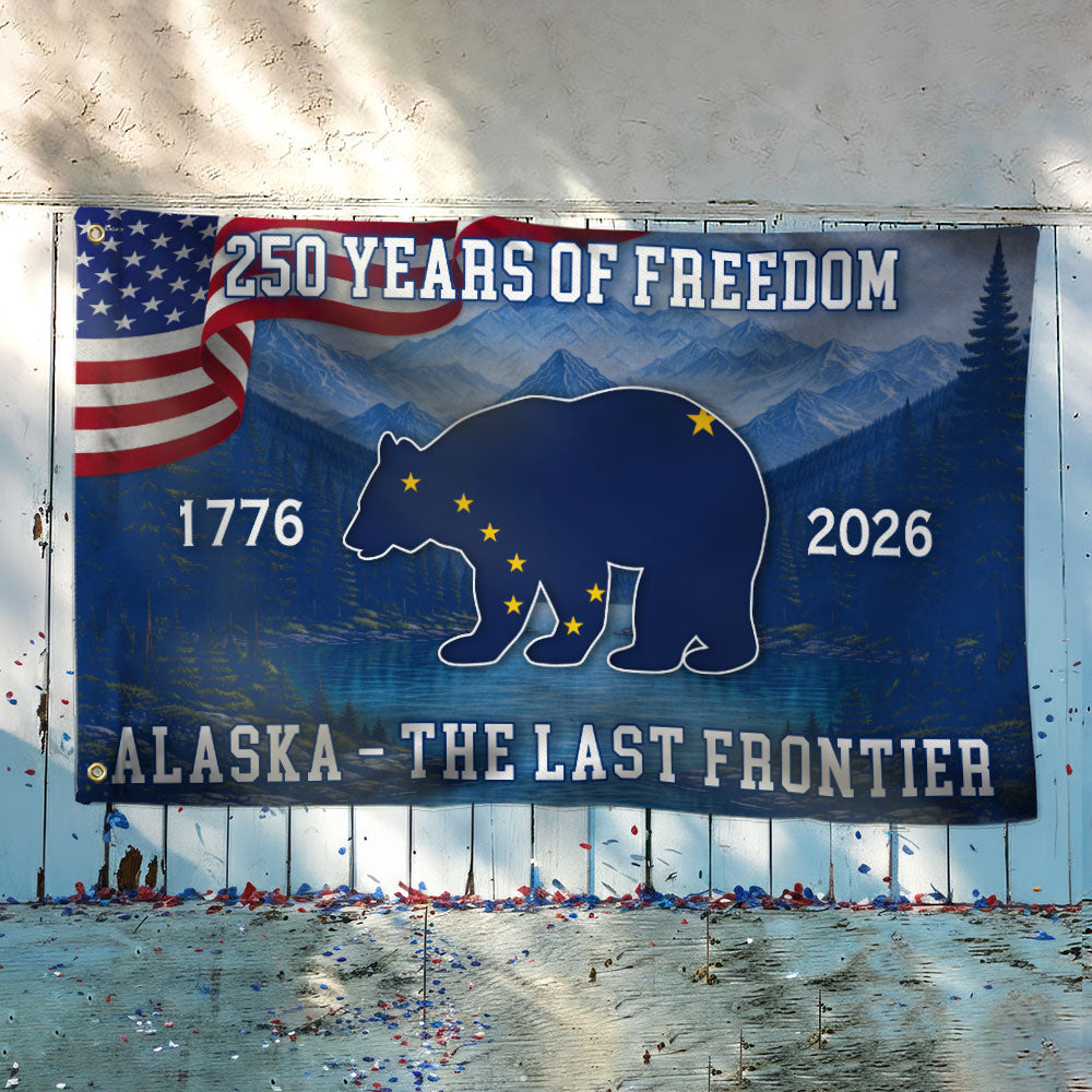 American Patriotic 250 Years Alaska State Flag, The Last Frontier 1776 2026 Grommet Flag