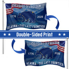 American Patriotic 250 Years Alaska State Flag, The Last Frontier 1776 2026 Grommet Flag