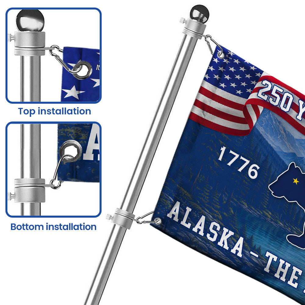 American Patriotic 250 Years Alaska State Flag, The Last Frontier 1776 2026 Grommet Flag