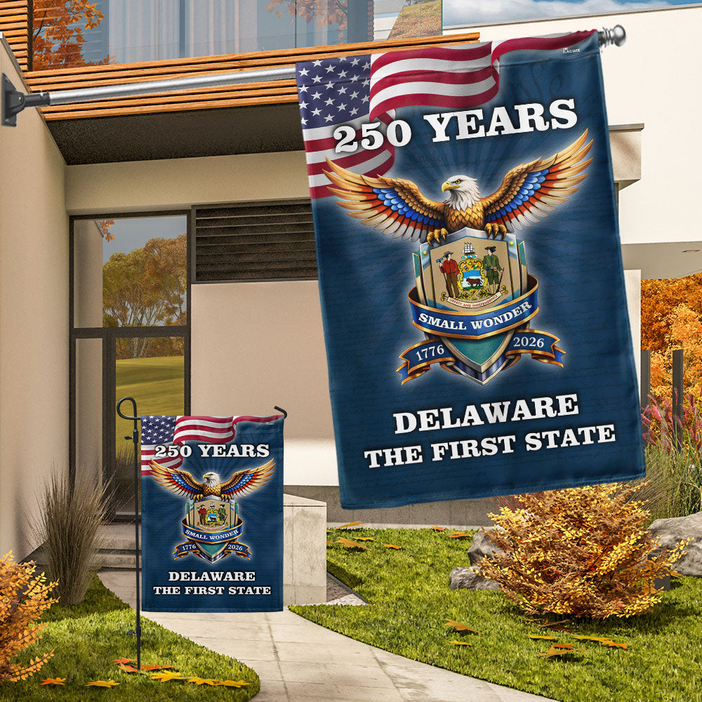Patriotic 250 Years Delaware The First State Flag, Small Wonder Decor
