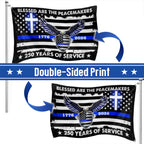 250 Years Police Thin Blue Line Flag, Blessed Peacemakers 1776 2026 Grommet Flag