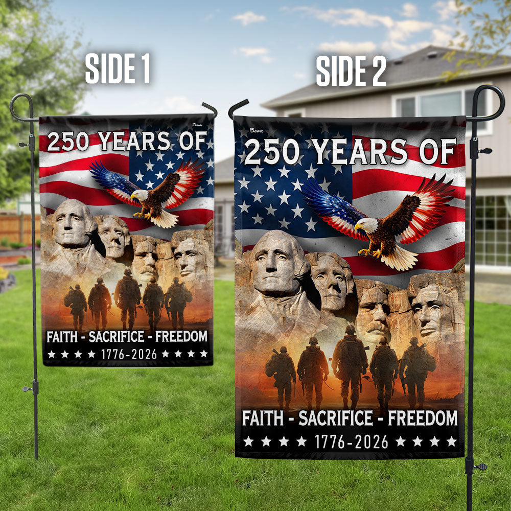 250 Years of Faith Freedom Sacrifice, Mt Rushmore 1776 2026 American Flag