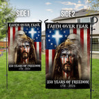 250 Years of Freedom Jesus Flag, Faith Over Fear Patriotic Christ Flag