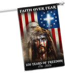 250 Years of Freedom Jesus Flag, Faith Over Fear Patriotic Christ Flag