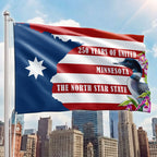 Patriotic Minnesota Flag, America The North Star State 250 Years Grommet Flag