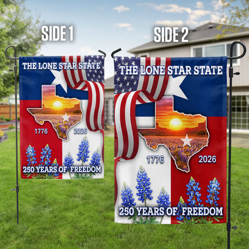 250 Years of Freedom Patriotic Texas State Flag, Bluebonnet Lone Star Texas Map