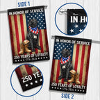 250 Years American Flag with Patriotic Black Labrador, US Veteran Dog Flag