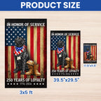 250 Years American Flag with Patriotic Black Labrador, US Veteran Dog Flag