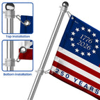250 Years of Freedom American Patriot Flag, Betsy Ross 1776 2026 Grommet Flag