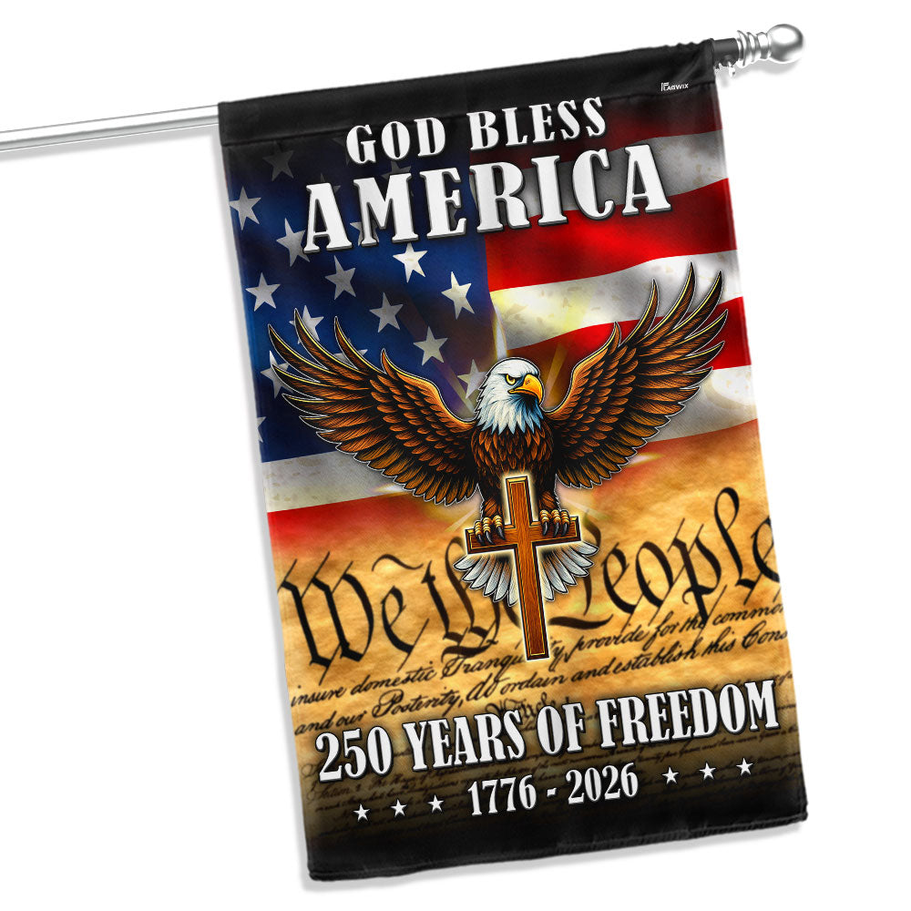God Bless America 1776 2026 Flag, 250 Years of Freedom Christ Cross Flag