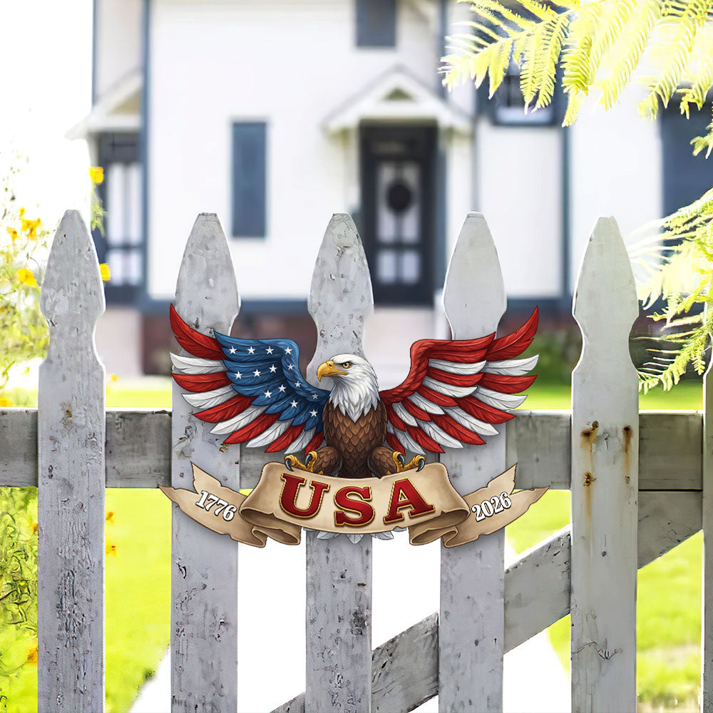 250 Years USA Eagle 1776 2026 Patriotic Independence Day Hanging Metal Sign