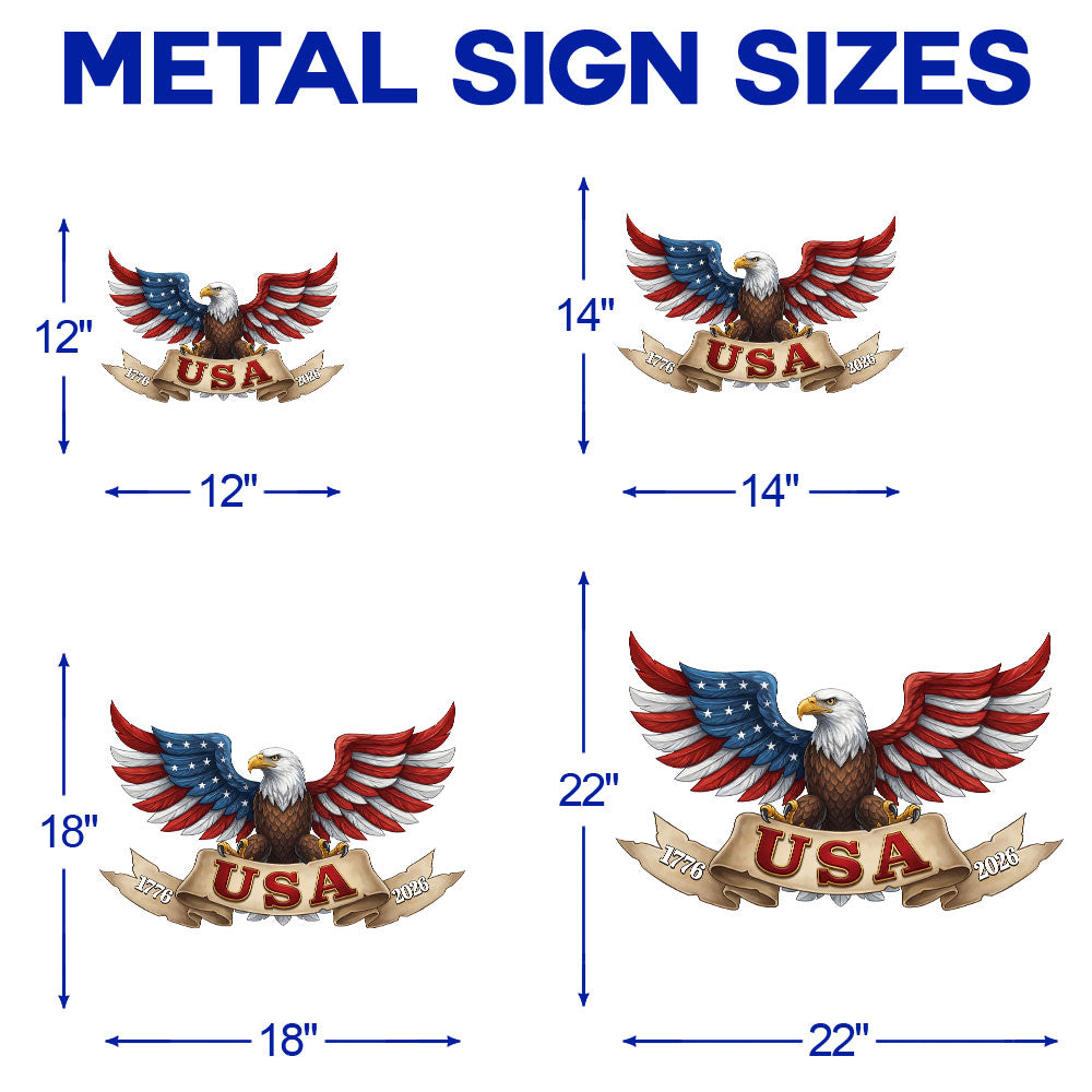 250 Years USA Eagle 1776 2026 Patriotic Independence Day Hanging Metal Sign
