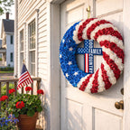 Patriotic Christian Cross Front Door Wreath for 250 Years of America Decor