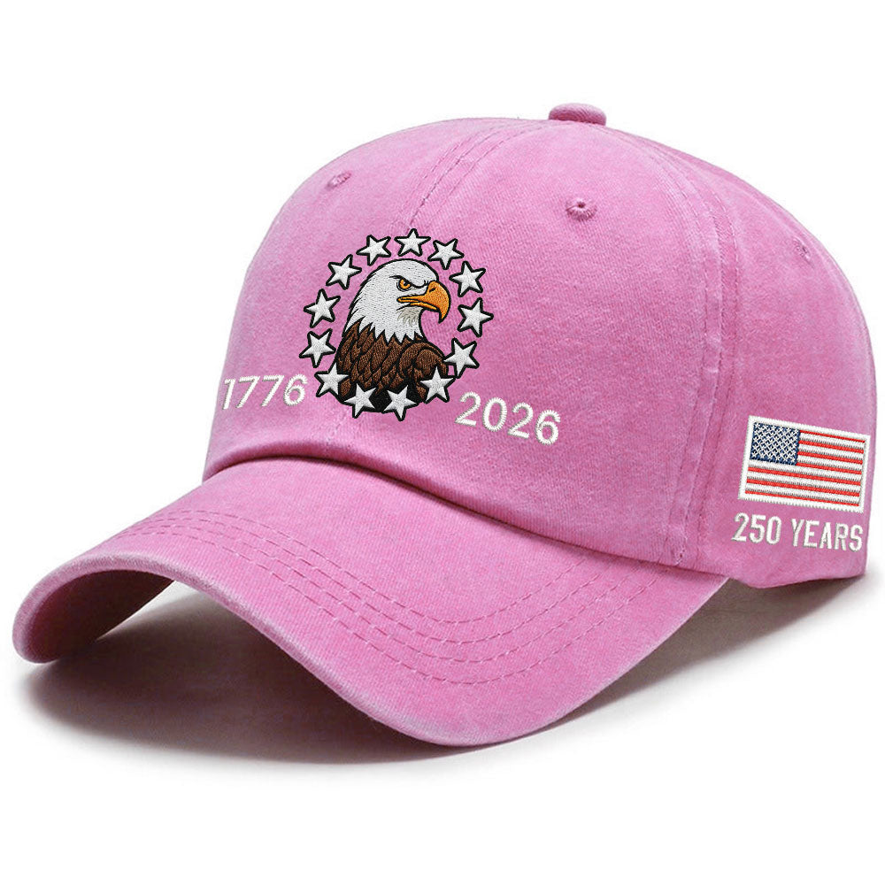 American Patriot Washed Cap Embroidered Eagle 1776 Betsy Ross Flag for 250 Years