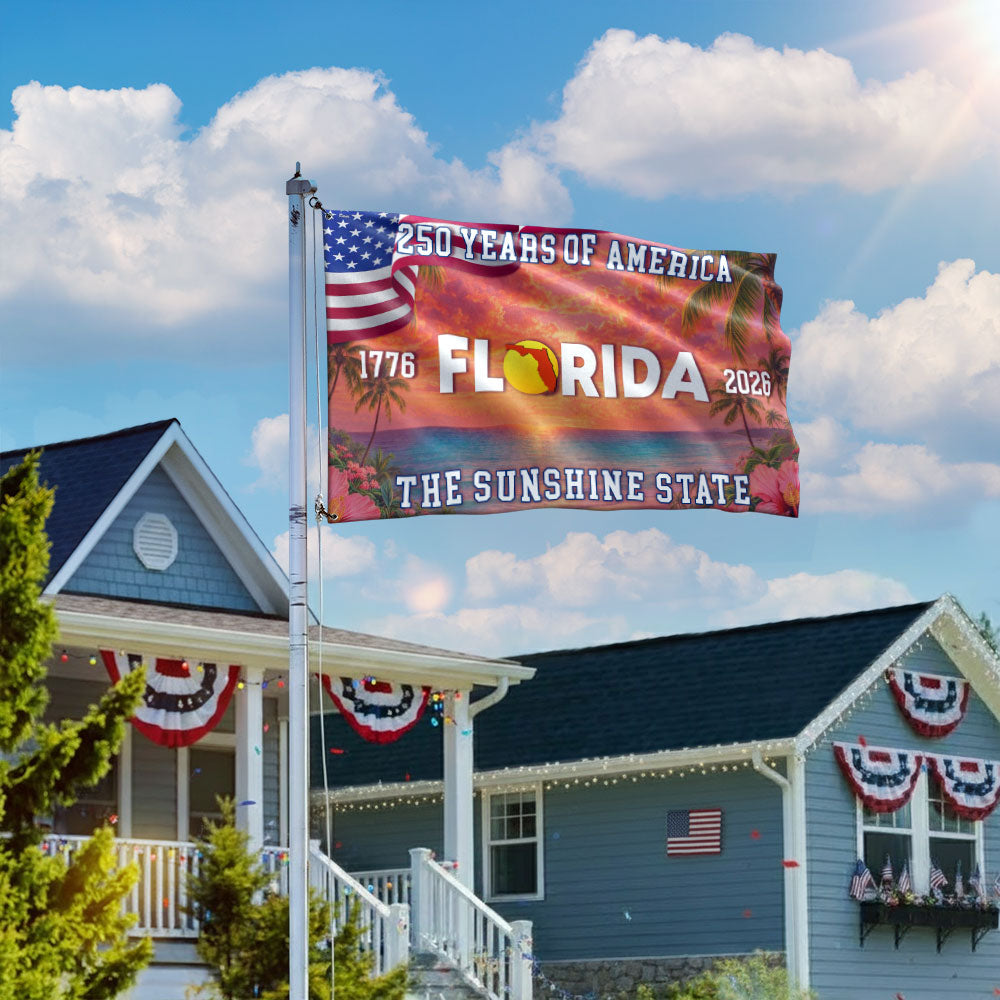 250 Years Florida Patriotic Grommet Flag, The Sunshine State 1776 2026 Decor