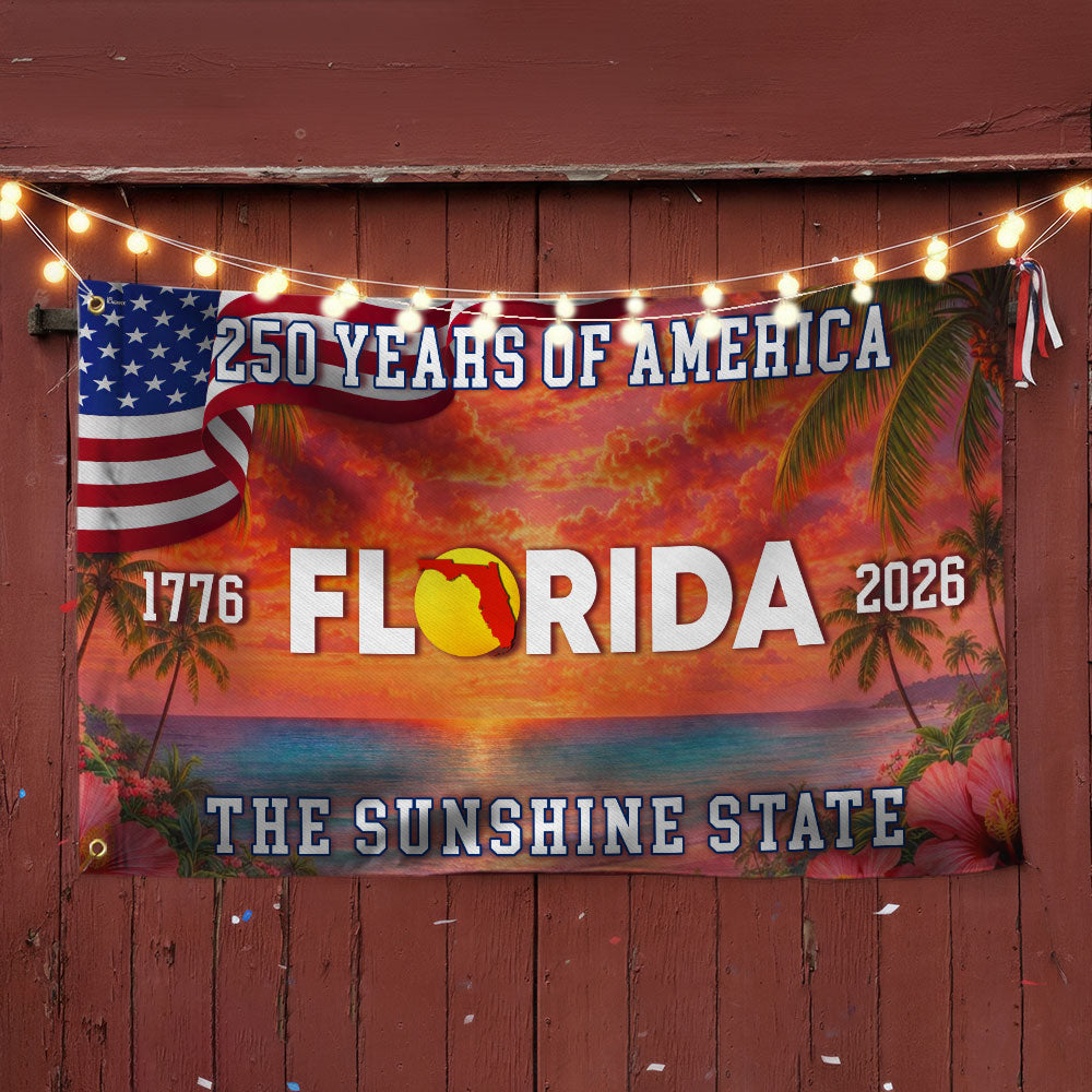 250 Years Florida Patriotic Grommet Flag, The Sunshine State 1776 2026 Decor