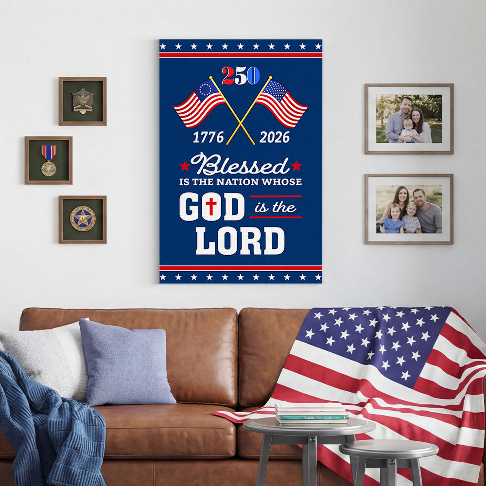 Patriotic 250 Years of Christian Canvas Wall Art with Painting American Flag