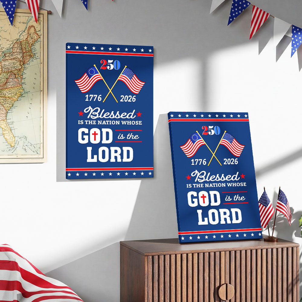 Patriotic 250 Years of Christian Canvas Wall Art with Painting American Flag