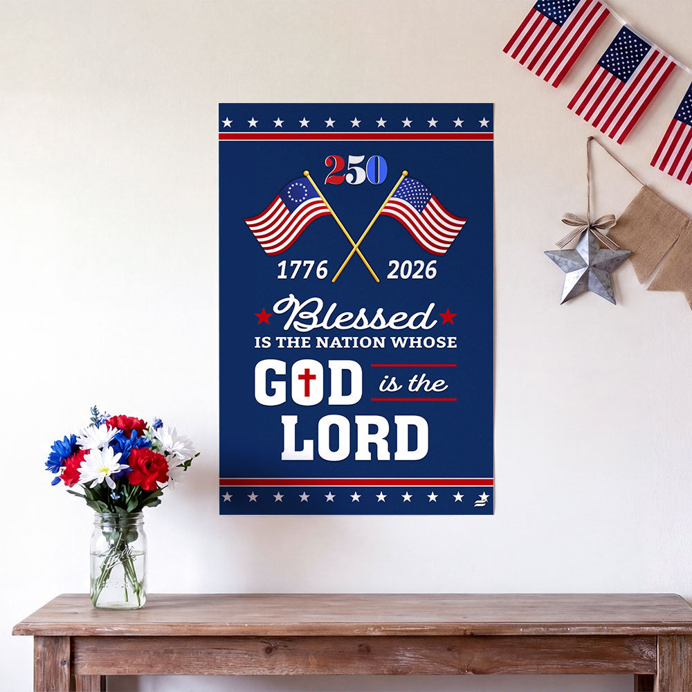 Patriotic 250 Years of Christian Canvas Wall Art with Painting American Flag