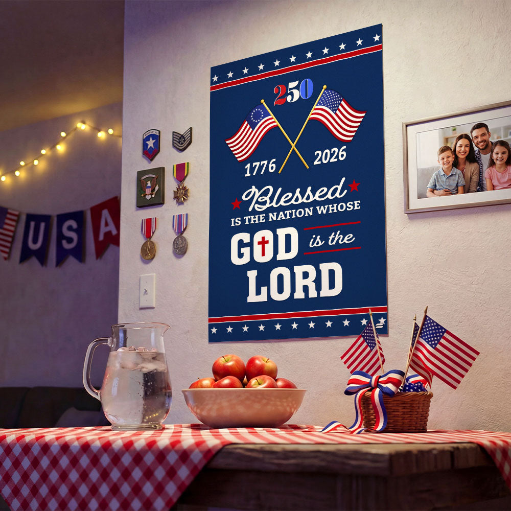 Patriotic 250 Years of Christian Canvas Wall Art with Painting American Flag