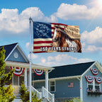 250 Years Strong American Paint Horse Flag, Patriotic Ranch House American Grommet Flag