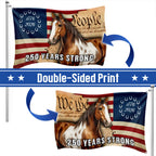 250 Years Strong American Paint Horse Flag, Patriotic Ranch House American Grommet Flag