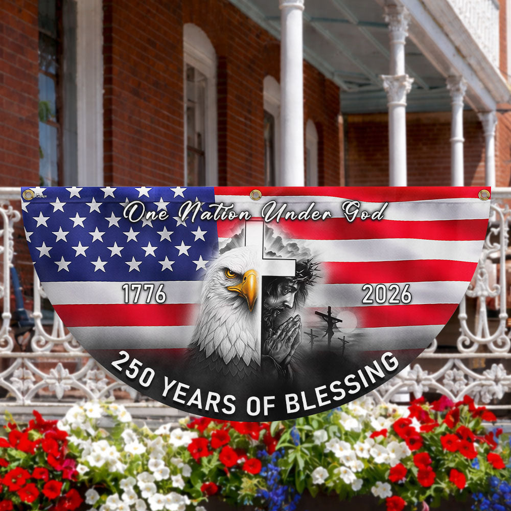 Patriotic American One Nation Under God Flag, 250 Years of Blessing Fan Flag