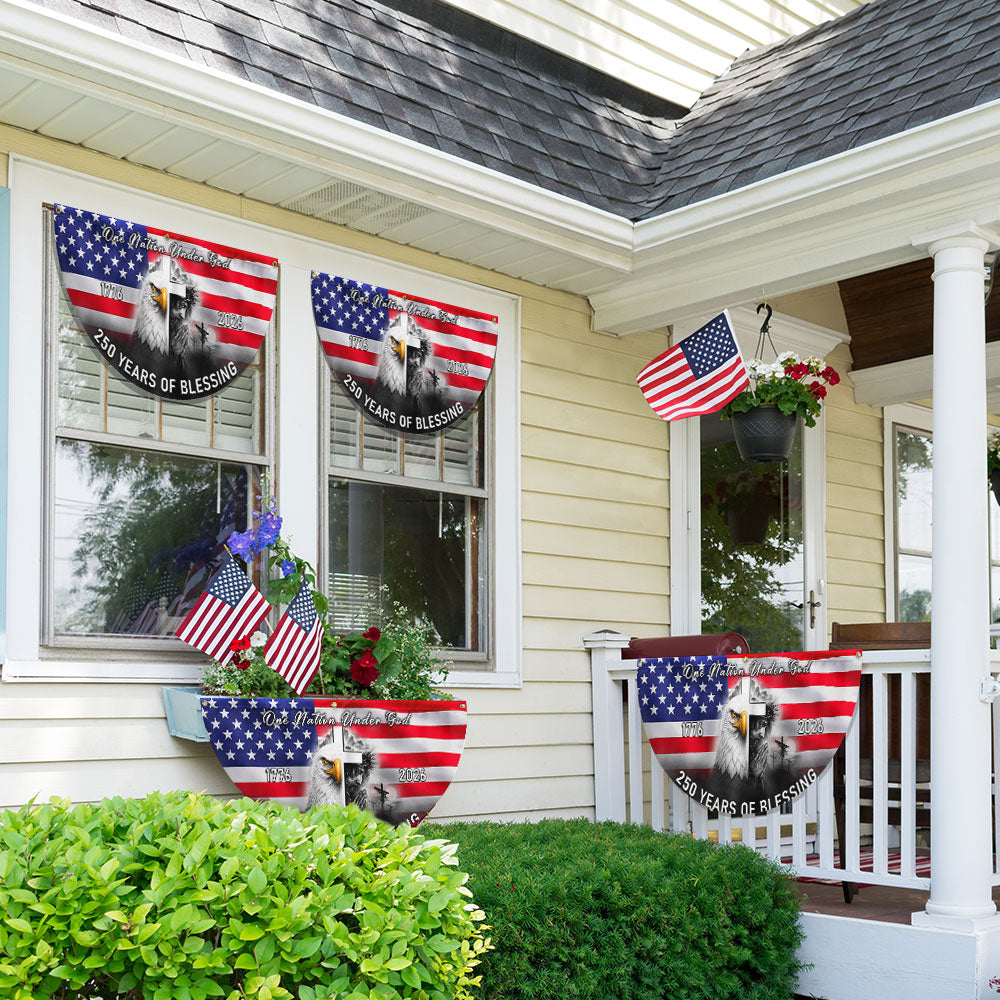 Patriotic American One Nation Under God Flag, 250 Years of Blessing Fan Flag