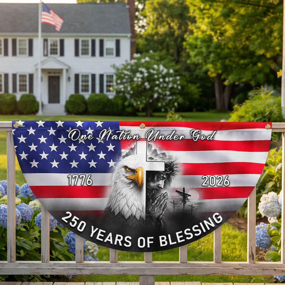 Patriotic American One Nation Under God Flag, 250 Years of Blessing Fan Flag
