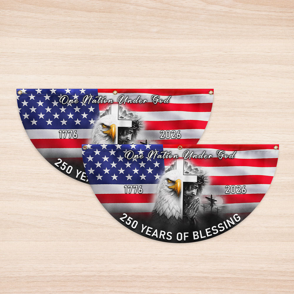 Patriotic American One Nation Under God Flag, 250 Years of Blessing Fan Flag