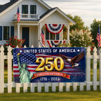 Celebrating USA 250 Years Semiquincentennial Fence Banner 1776 2026 Patriotic Flag