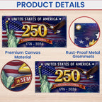 Celebrating USA 250 Years Semiquincentennial Fence Banner 1776 2026 Patriotic Flag
