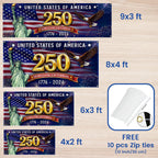 Celebrating USA 250 Years Semiquincentennial Fence Banner 1776 2026 Patriotic Flag