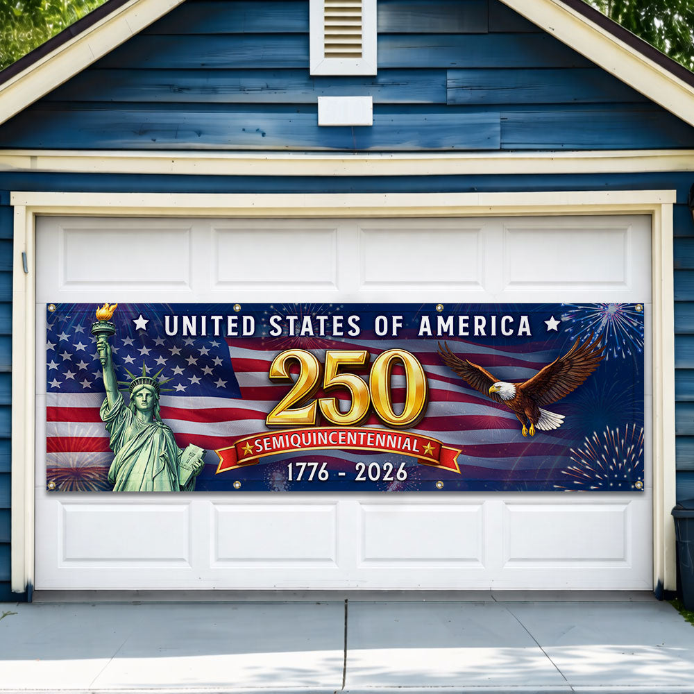 Celebrating USA 250 Years Semiquincentennial Fence Banner 1776 2026 Patriotic Flag