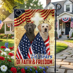 250 Years Patriotic Yellow and Silver Labrador Dog American Flag