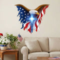 Patriotic Christian Eagle Cross Hanging Metal Sign, 250 Years Wall Art Decor