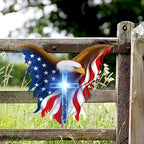 Patriotic Christian Eagle Cross Hanging Metal Sign, 250 Years Wall Art Decor