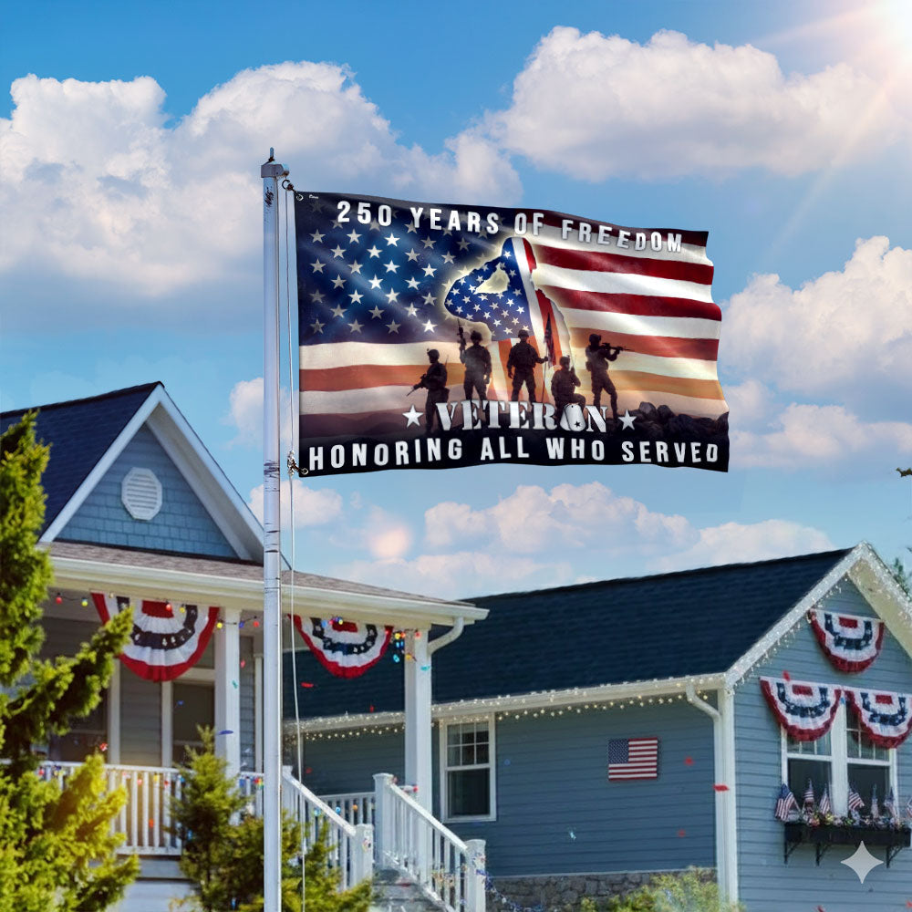 250 Years of Freedom American Flag, Honoring All Who Served Veterans Grommet Flag